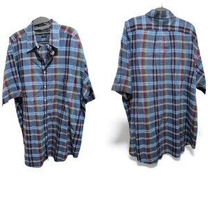 Men's Vintage Ralph Lauren Short Sleeve Blue/Green/Red Plaid Shirt 2XLT